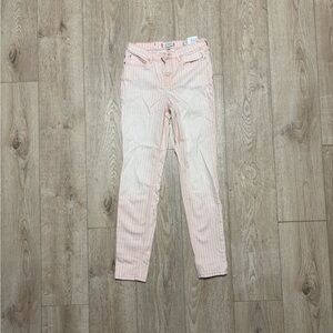 Guess Pink and White Striped Skinny Jeans